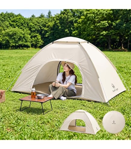 Amazon | ワンタッチテント 200×150cm(2-3人用) (オレンジ) フル